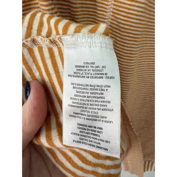 Maeve Funnel Cowl Neck Long Sleeve Brown and Cream Stripped Tunic Size M - Picture 4 of 5